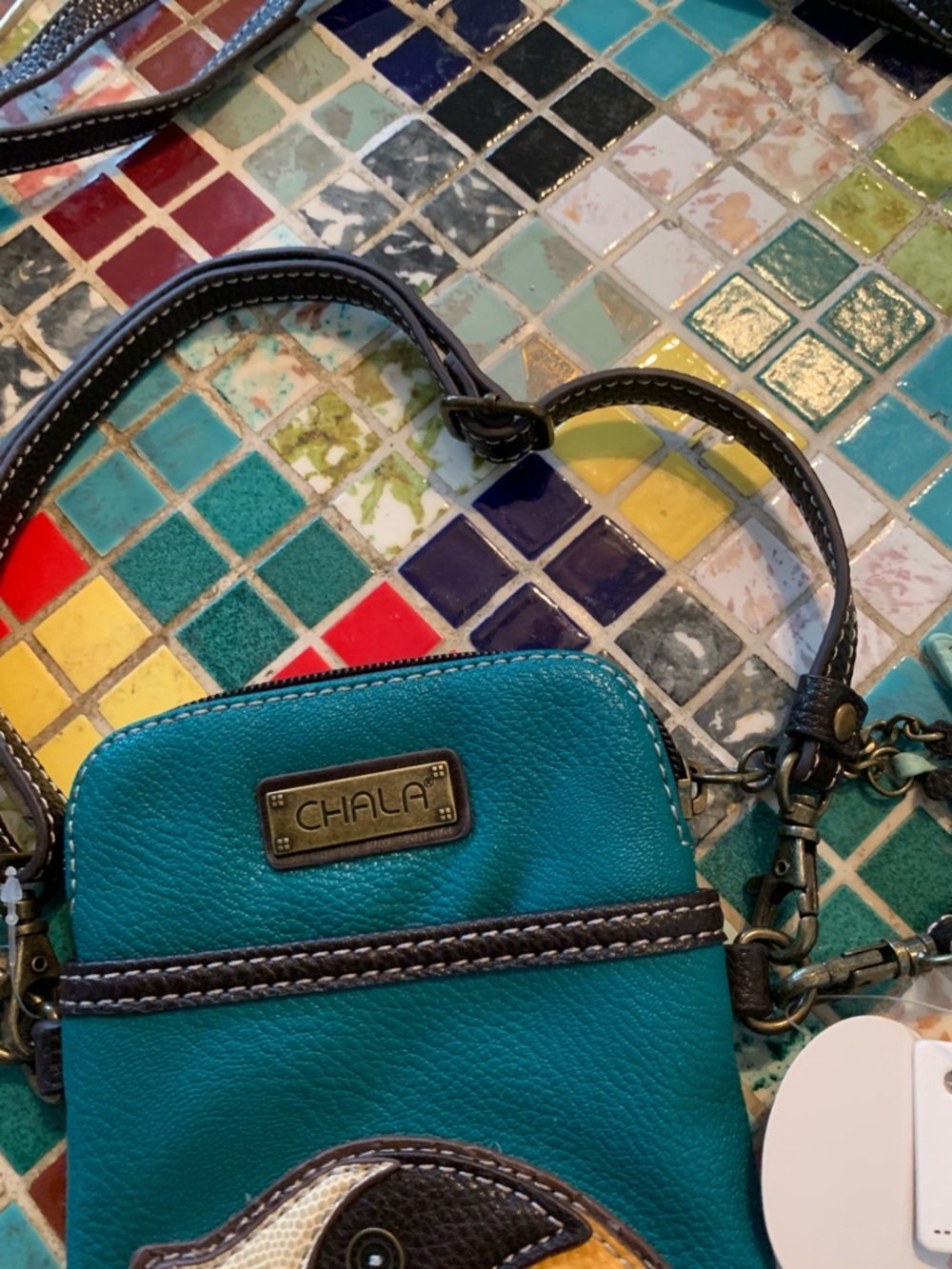 Chala Teal Convertible Crossbody with Flower Charm - Picture 4 of 11